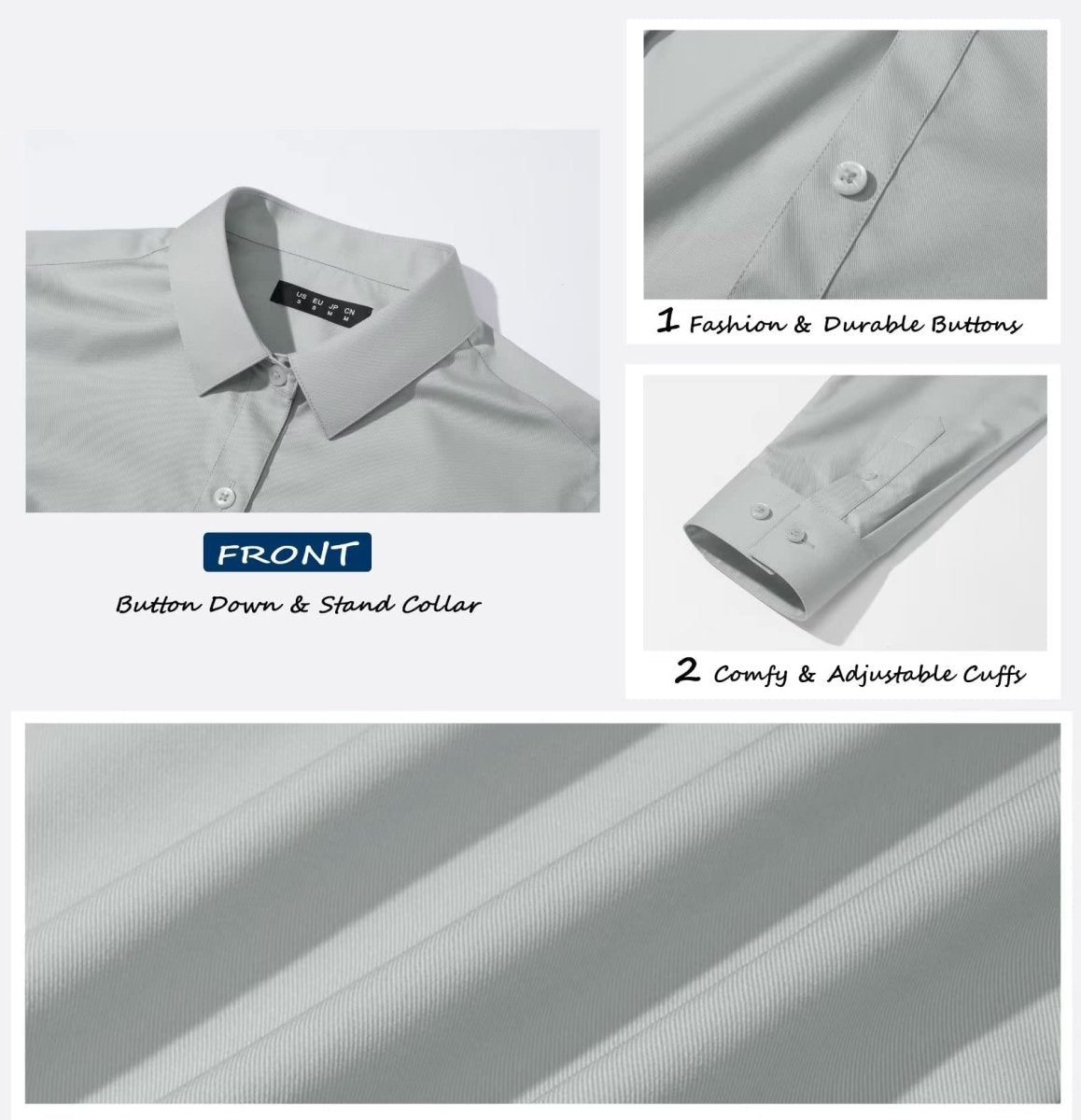 TACVASEN Light Grey Women's Collared Dress Shirt Casual Office Wear Blouse