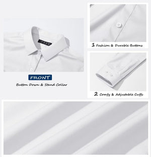 TACVASEN White Women's Collared Dress Shirt Casual Office Wear Blouse