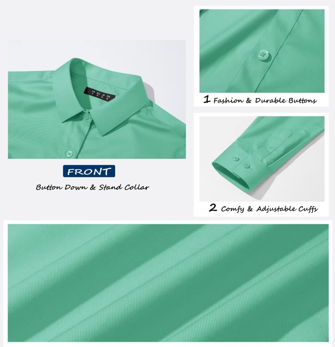 TACVASEN Grayish Green Women's Collared Dress Shirt Casual Office Wear Blouse