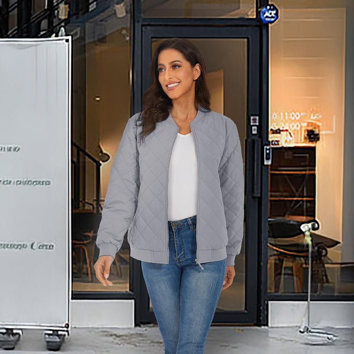 Women's Diamond Quilted Jackets Lightweight Casual Bomber Jacket - L23W904