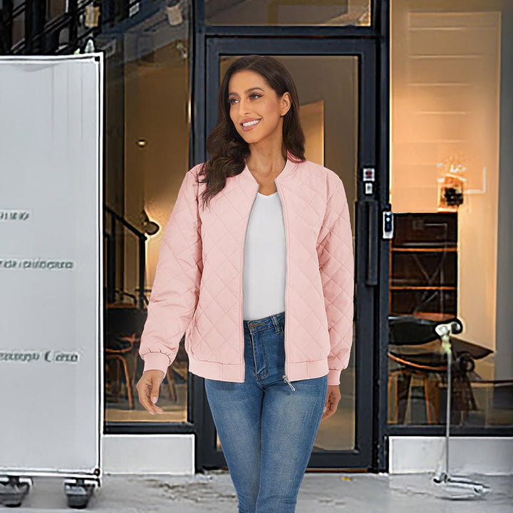 Women's Diamond Quilted Jackets Lightweight Casual Bomber Jacket - L23W904