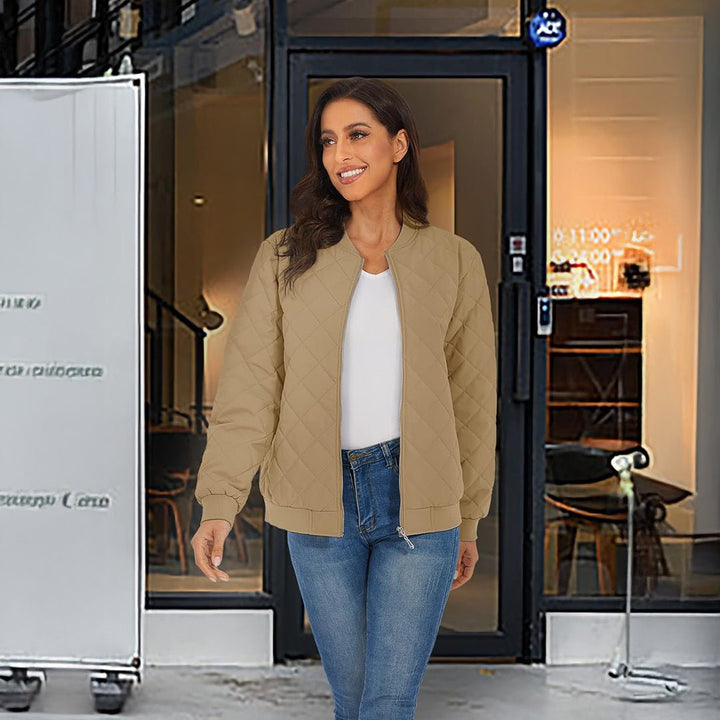 Women's Diamond Quilted Jackets Lightweight Casual Bomber Jacket - L23W904