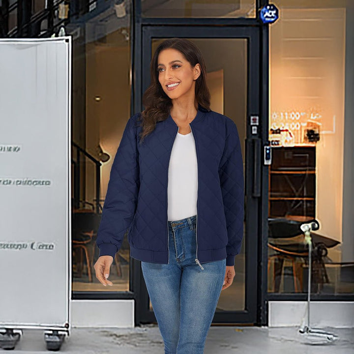 Women's Diamond Quilted Jackets Lightweight Casual Bomber Jacket - L23W904