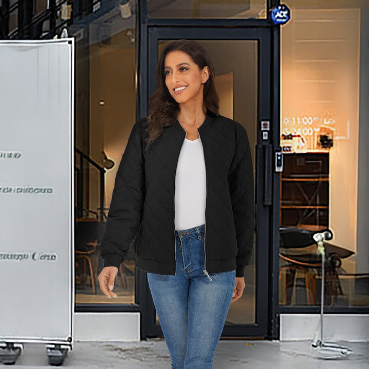 Women's Diamond Quilted Jackets Lightweight Casual Bomber Jacket - L23W904