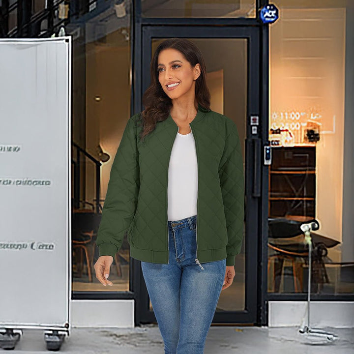 Women's Diamond Quilted Jackets Lightweight Casual Bomber Jacket - L23W904