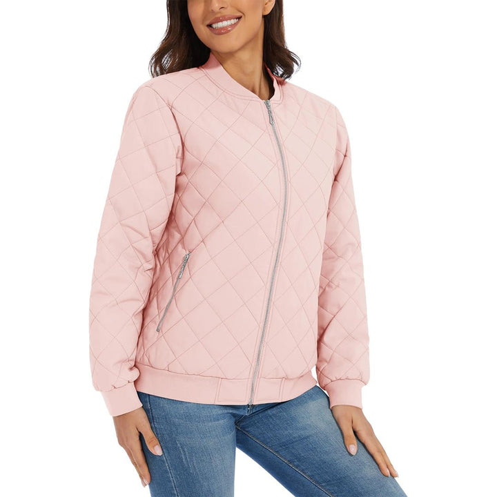 Women's Diamond Quilted Jackets Lightweight Casual Bomber Jacket - L23W904