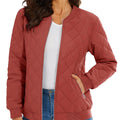 TACVASEN Orange Red Women's Diamond Quilted Padded Zip Jacket