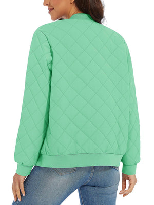 TACVASEN Mint Green Women's Diamond Quilted Padded Zip Jacket
