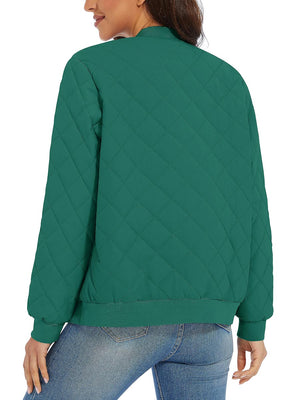 TACVASEN Emerald Green Women's Diamond Quilted Padded Zip Jacket