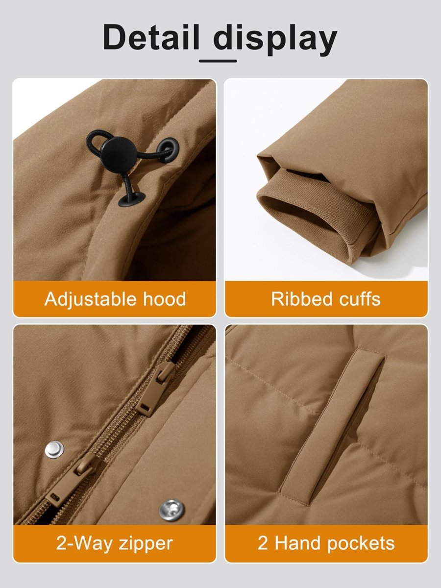 TACVASEN Brown Women's Essential Mid-Length Down Jacket for Winter