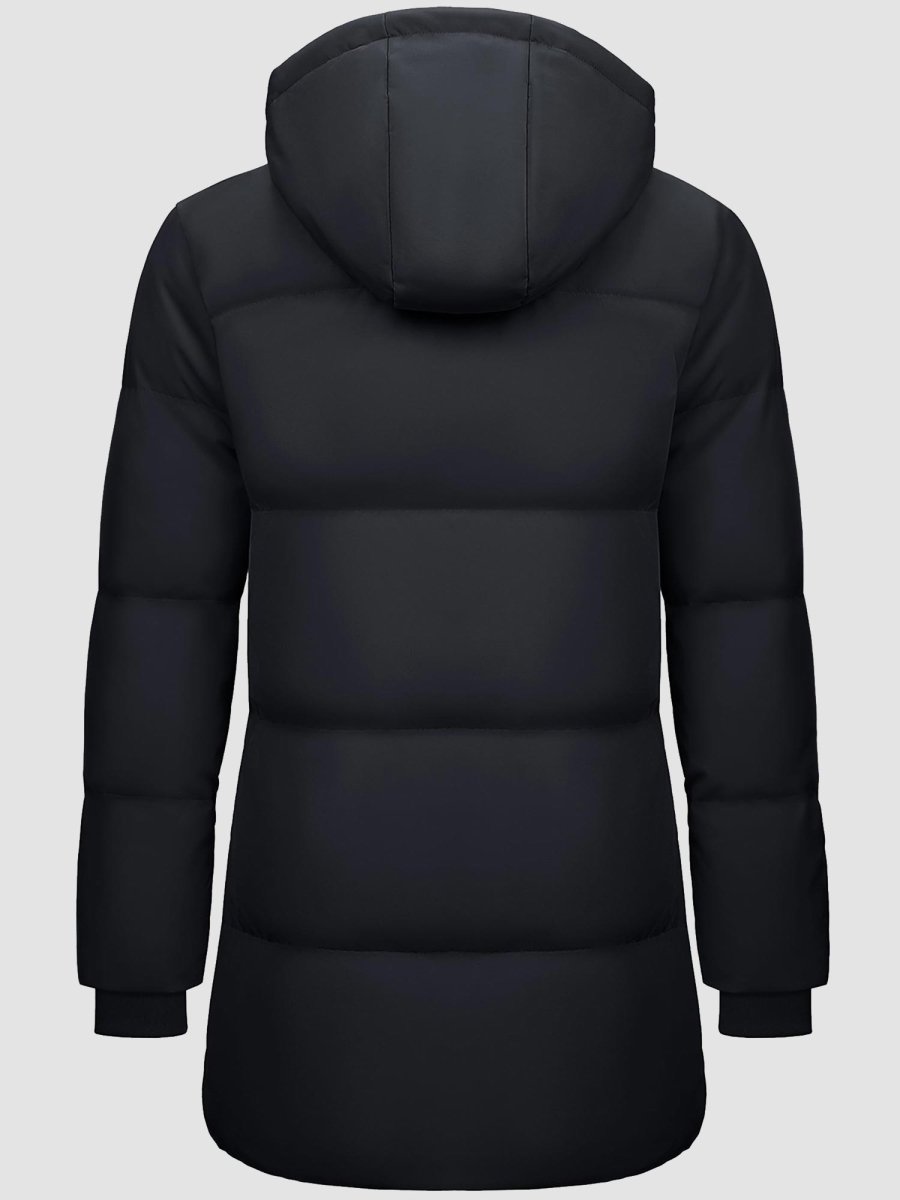 TACVASEN Black Women's Essential Mid-Length Down Jacket for Winter