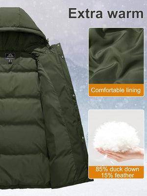 TACVASEN Army Green Women's Essential Mid-Length Down Jacket for Winter