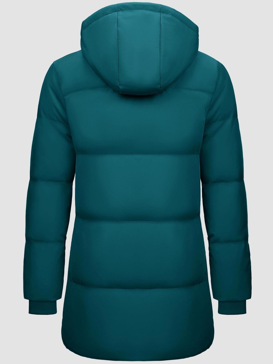 TACVASEN Emerald Green Women's Essential Mid-Length Down Jacket for Winter