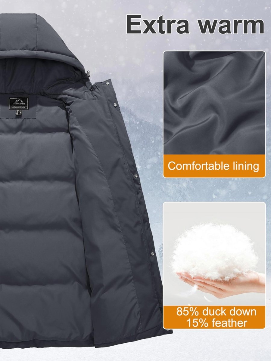TACVASEN Dark Grey Women's Essential Mid-Length Down Jacket for Winter