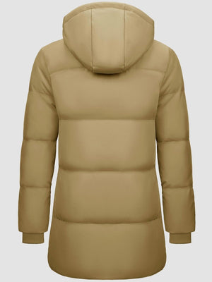 TACVASEN Khaki Women's Essential Mid-Length Down Jacket for Winter