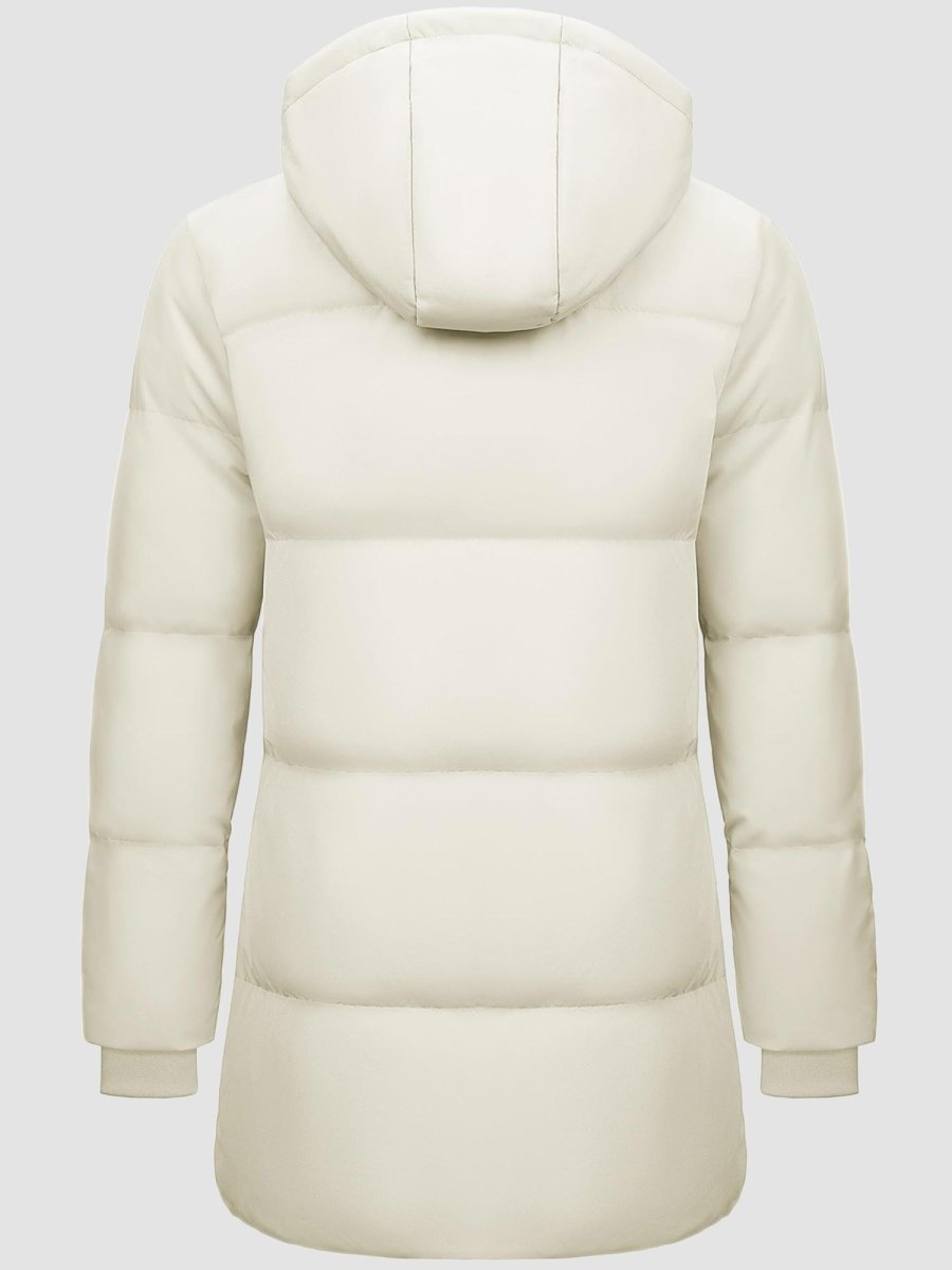 TACVASEN Beige Women's Essential Mid-Length Down Jacket for Winter
