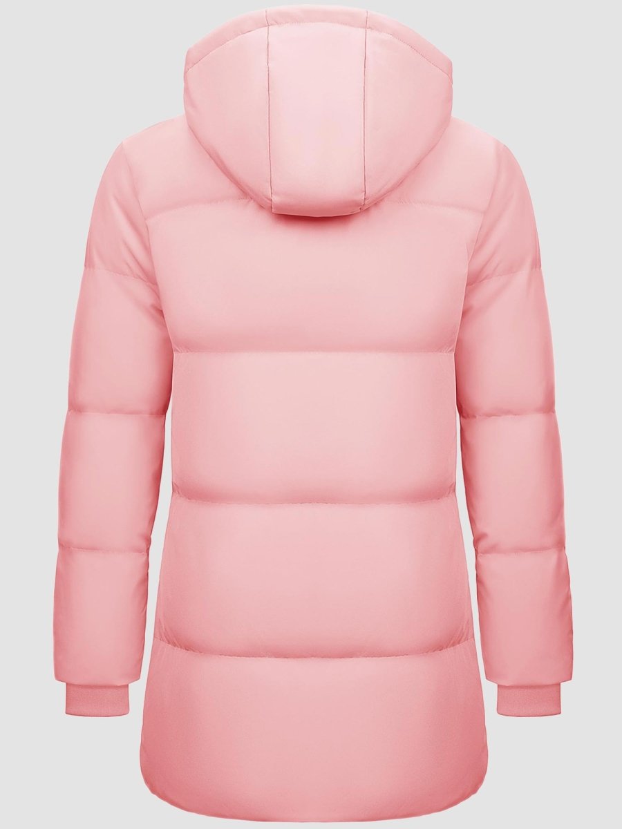 TACVASEN Sakura Pink Women's Essential Mid-Length Down Jacket for Winter