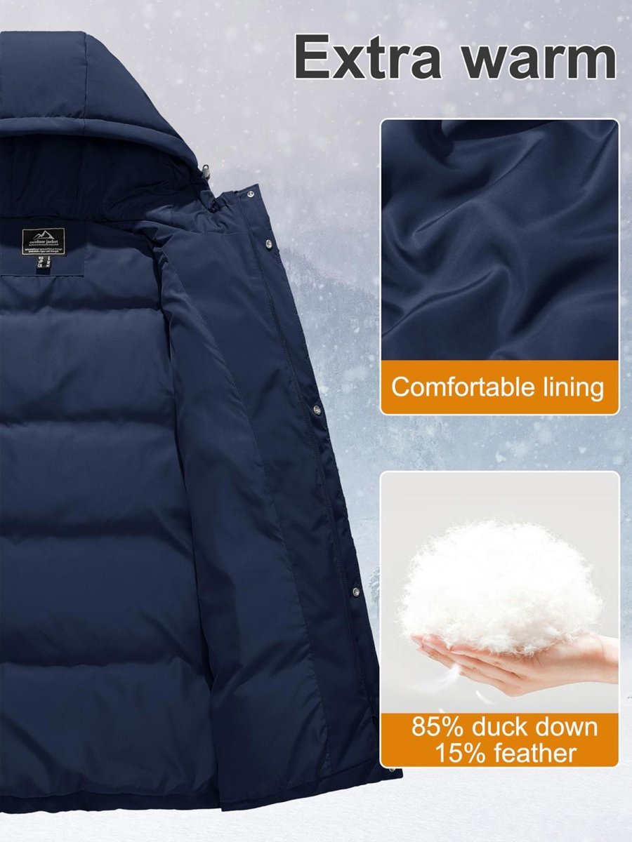 TACVASEN Navy Women's Essential Mid-Length Down Jacket for Winter