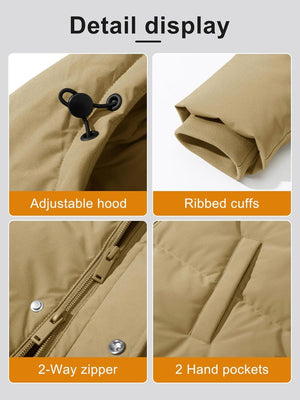 TACVASEN Khaki Women's Essential Mid-Length Down Jacket for Winter