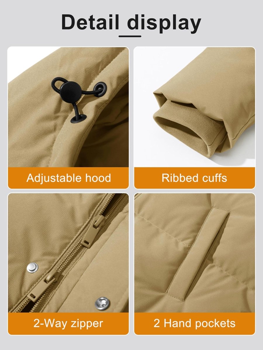 TACVASEN Khaki Women's Essential Mid-Length Down Jacket for Winter