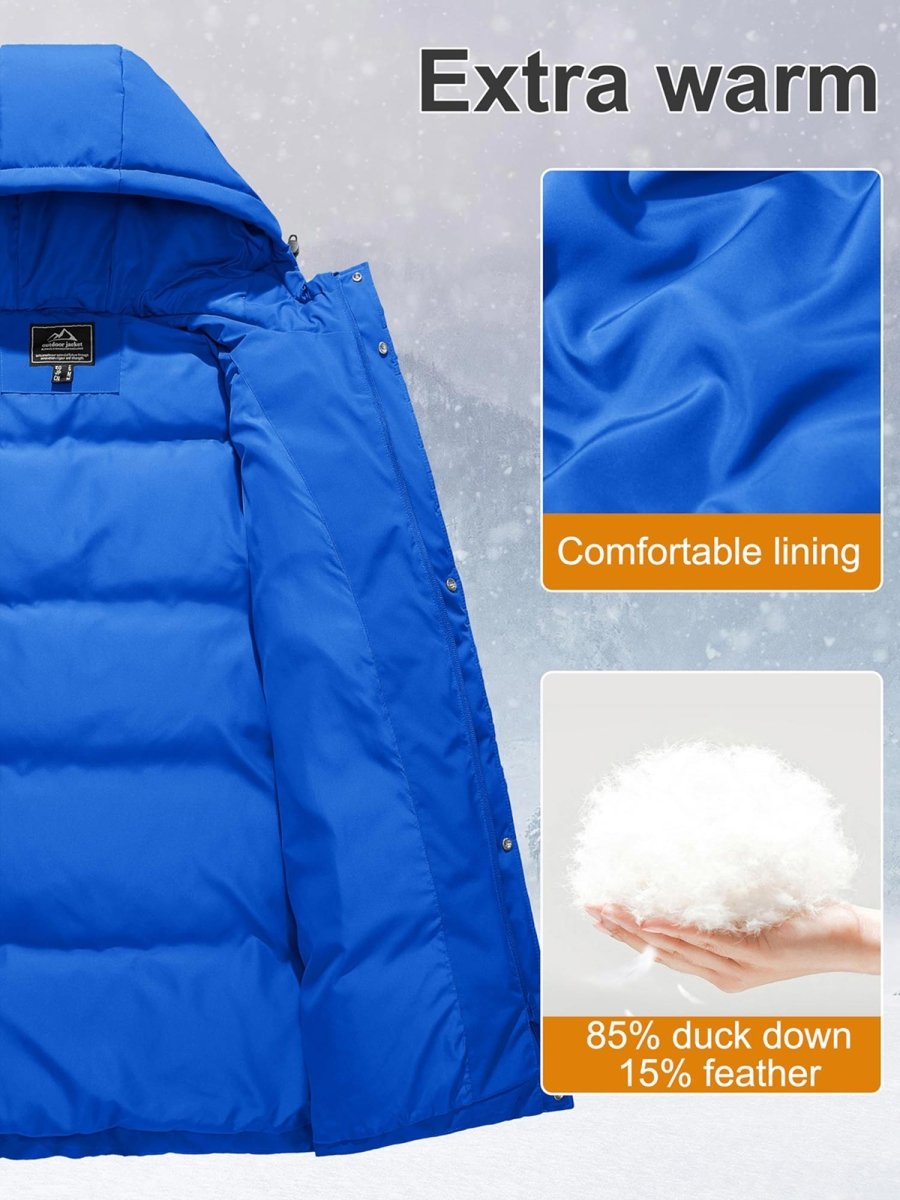 TACVASEN Bright Blue Women's Essential Mid-Length Down Jacket for Winter