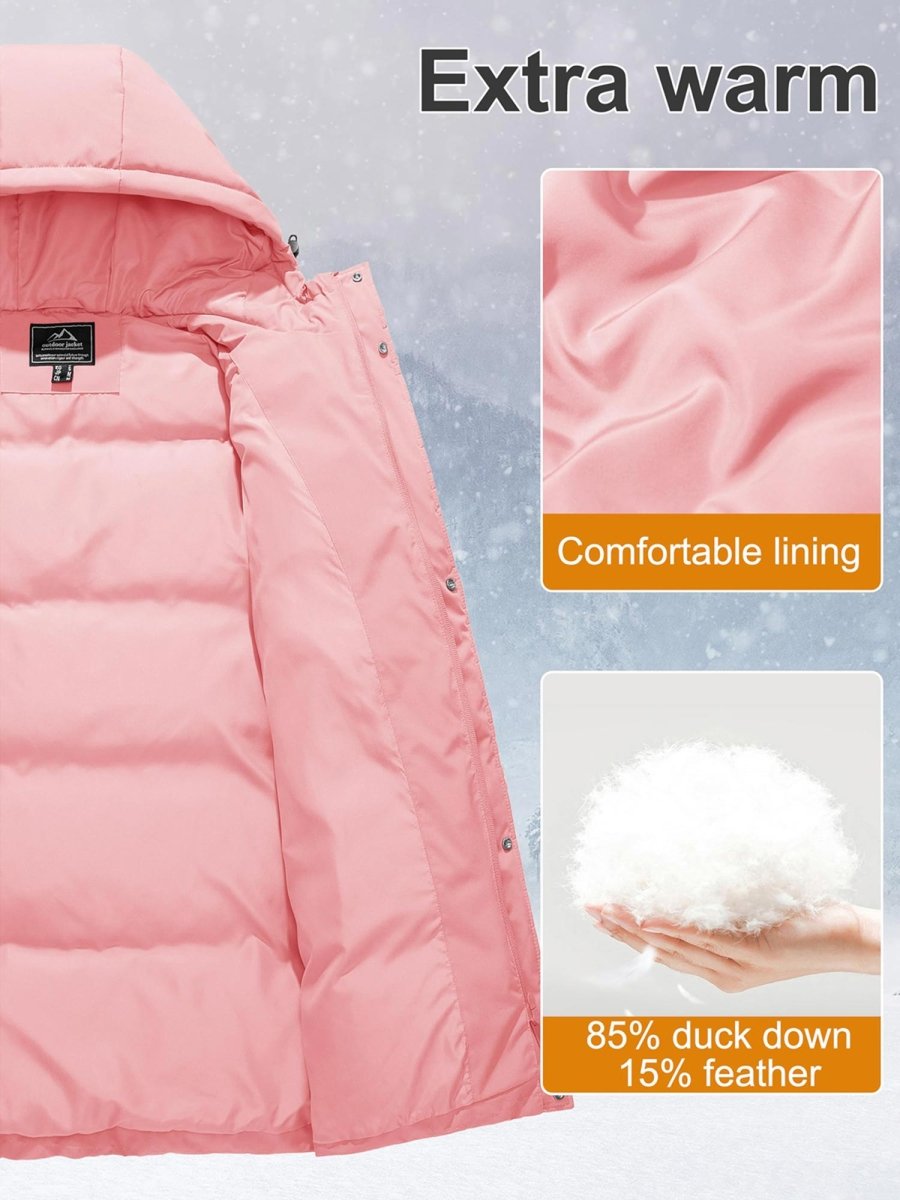 TACVASEN Sakura Pink Women's Essential Mid-Length Down Jacket for Winter