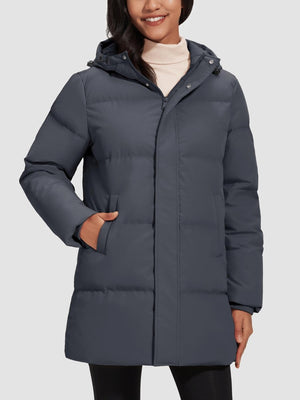 TACVASEN Dark Grey Women's Essential Mid-Length Down Jacket for Winter