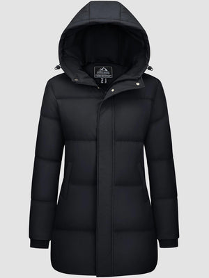 TACVASEN Black Women's Essential Mid-Length Down Jacket for Winter