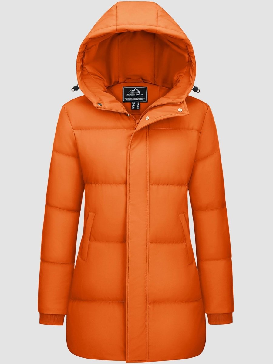 TACVASEN Orange Women's Essential Mid-Length Down Jacket for Winter