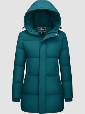 TACVASEN Emerald Green Women's Essential Mid-Length Down Jacket for Winter