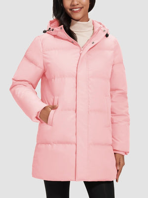 TACVASEN Sakura Pink Women's Essential Mid-Length Down Jacket for Winter
