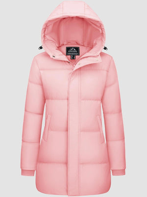 TACVASEN Sakura Pink Women's Essential Mid-Length Down Jacket for Winter