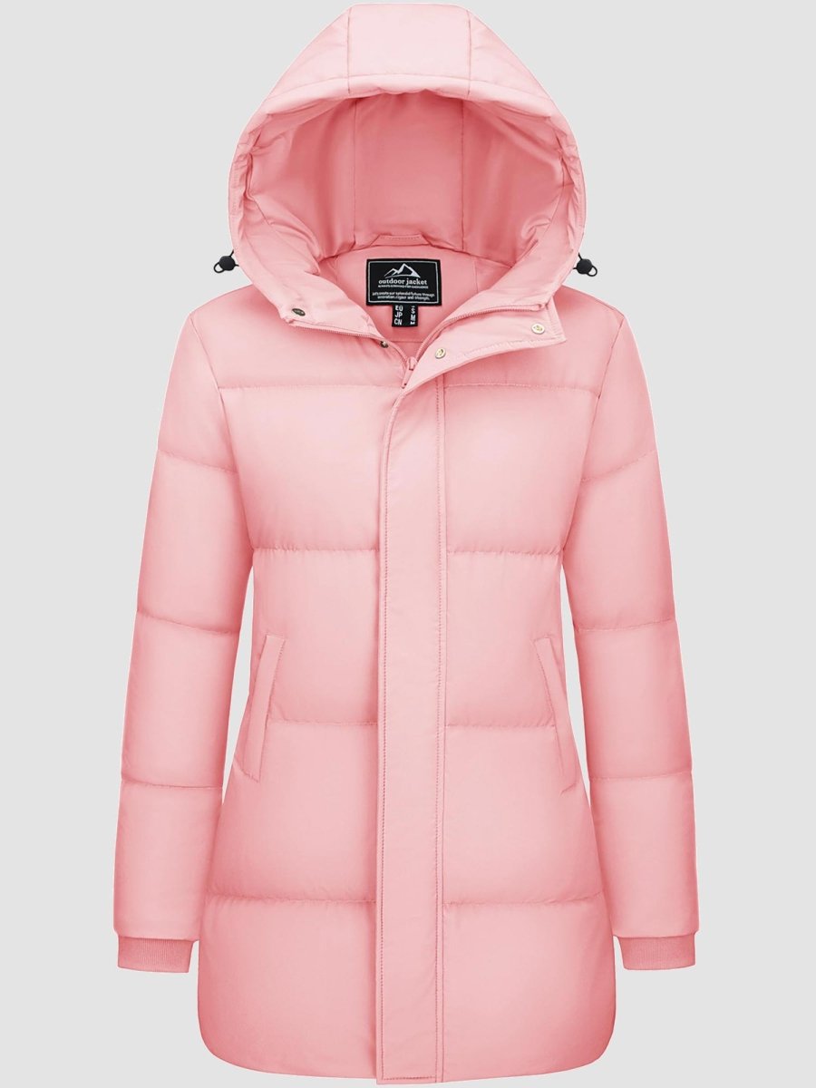 TACVASEN Sakura Pink Women's Essential Mid-Length Down Jacket for Winter