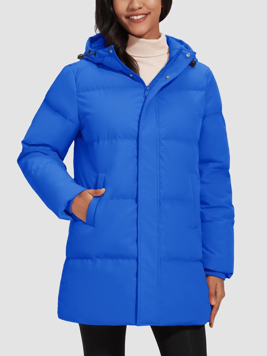 TACVASEN Bright Blue Women's Essential Mid-Length Down Jacket for Winter