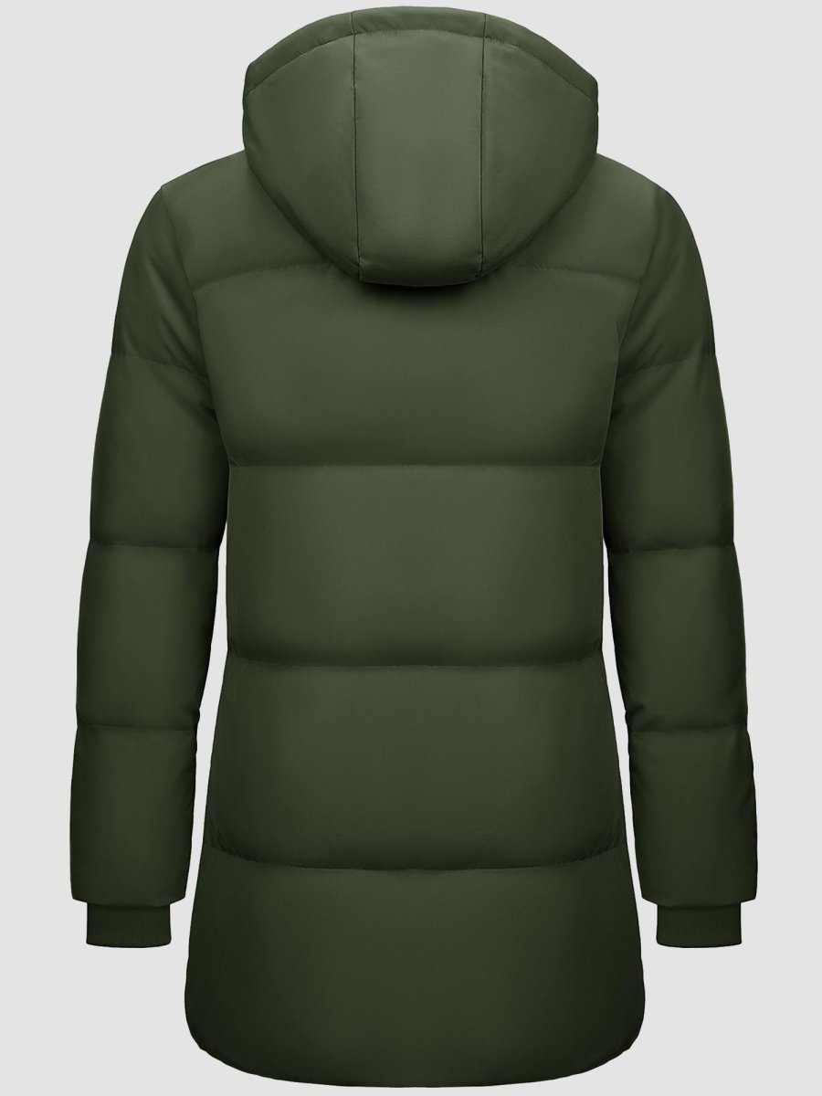 TACVASEN Army Green Women's Essential Mid-Length Down Jacket for Winter