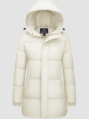 TACVASEN Beige Women's Essential Mid-Length Down Jacket for Winter