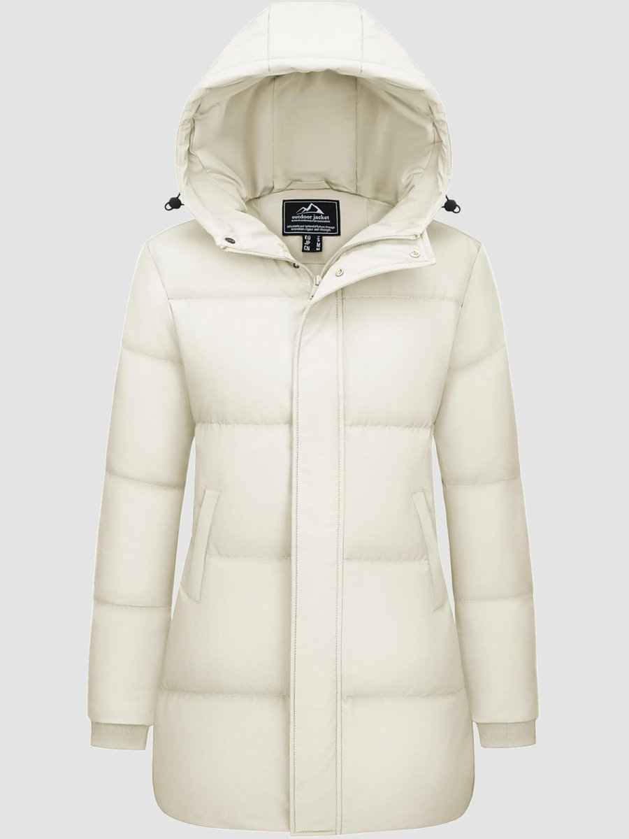 TACVASEN Beige Women's Essential Mid-Length Down Jacket for Winter