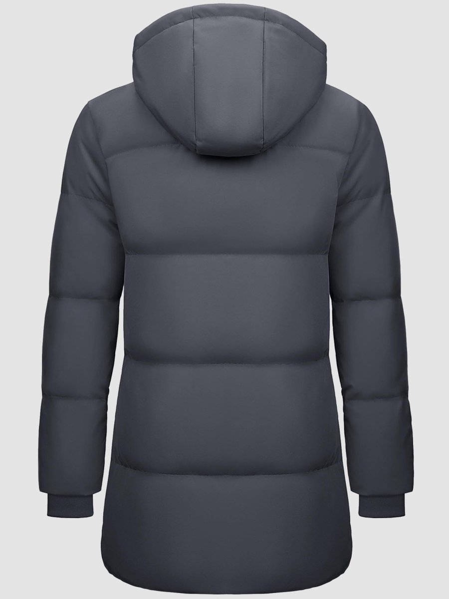 TACVASEN Dark Grey Women's Essential Mid-Length Down Jacket for Winter
