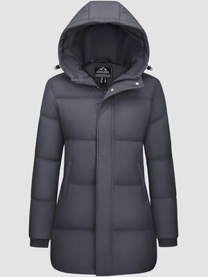 TACVASEN Dark Grey Women's Essential Mid-Length Down Jacket for Winter