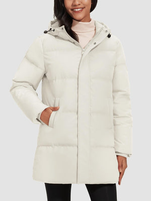 TACVASEN Beige Women's Essential Mid-Length Down Jacket for Winter
