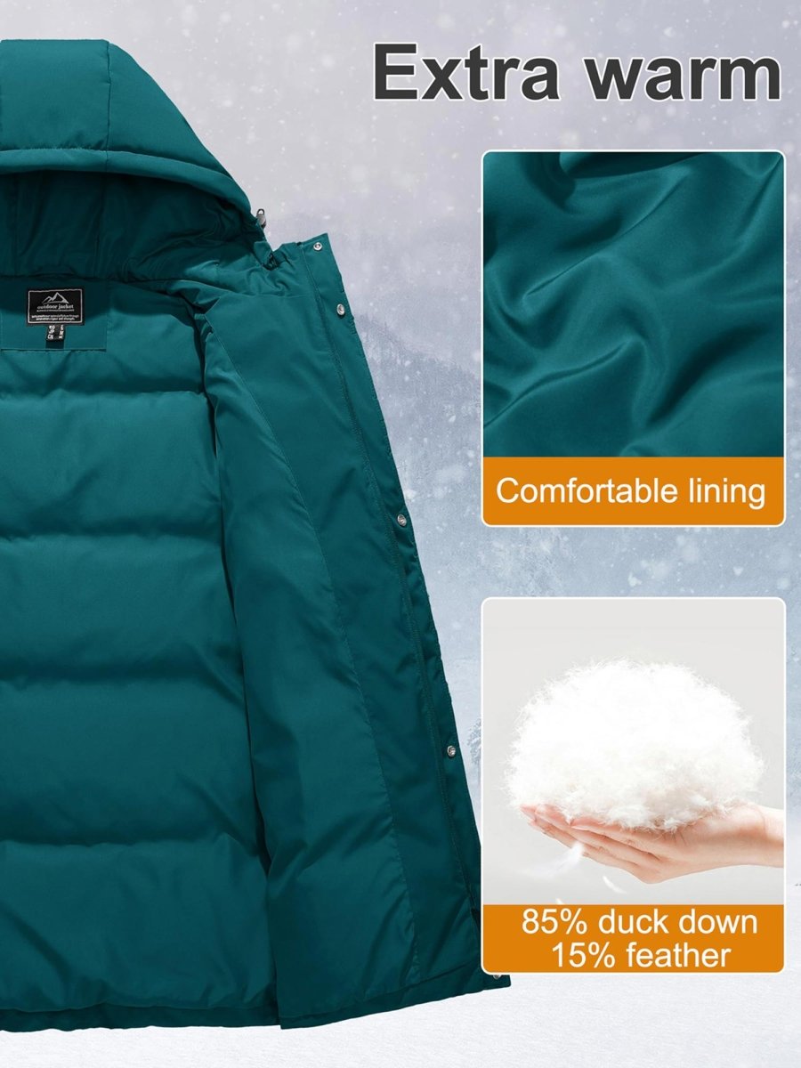 TACVASEN Emerald Green Women's Essential Mid-Length Down Jacket for Winter