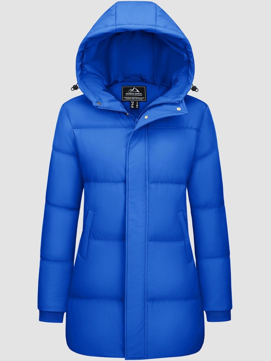 TACVASEN Bright Blue Women's Essential Mid-Length Down Jacket for Winter