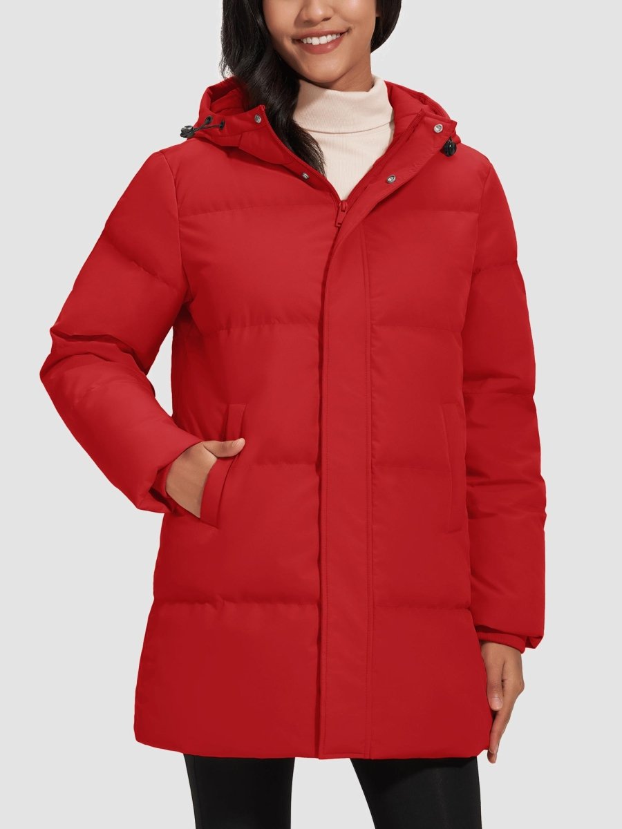 TACVASEN Tomato Women's Essential Mid-Length Down Jacket for Winter