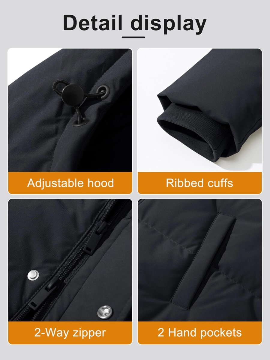 TACVASEN Black Women's Essential Mid-Length Down Jacket for Winter