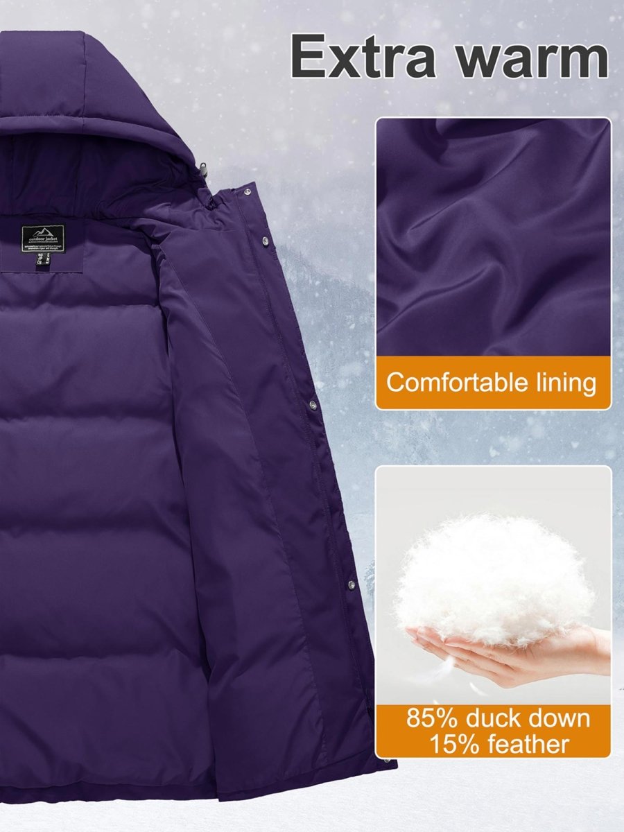 TACVASEN Deep Purple Women's Essential Mid-Length Down Jacket for Winter