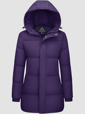 TACVASEN Deep Purple Women's Essential Mid-Length Down Jacket for Winter