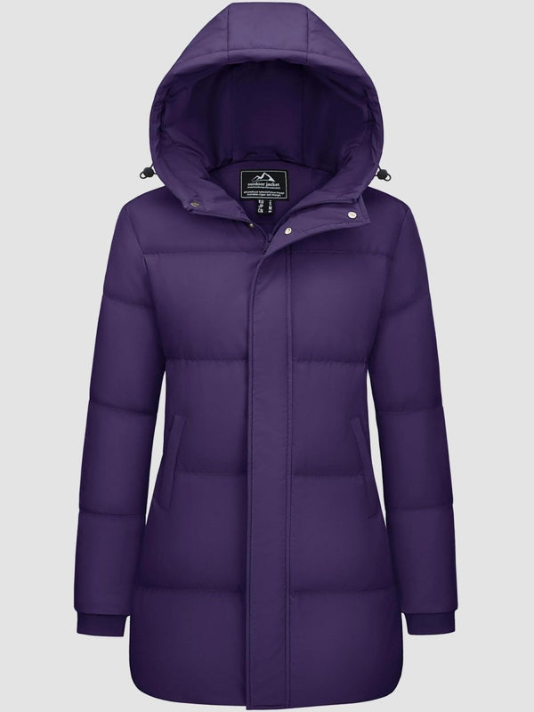 TACVASEN Deep Purple Women's Essential Mid-Length Down Jacket for Winter