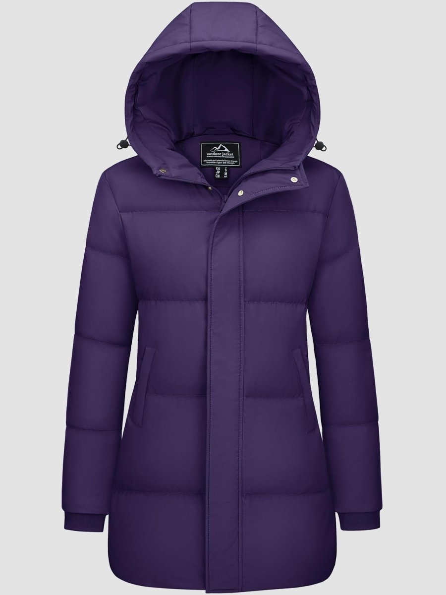 TACVASEN Deep Purple Women's Essential Mid-Length Down Jacket for Winter