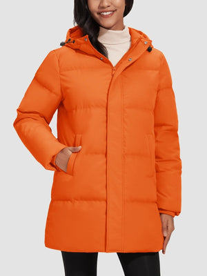 TACVASEN Orange Women's Essential Mid-Length Down Jacket for Winter