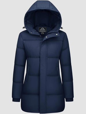 TACVASEN Navy Women's Essential Mid-Length Down Jacket for Winter